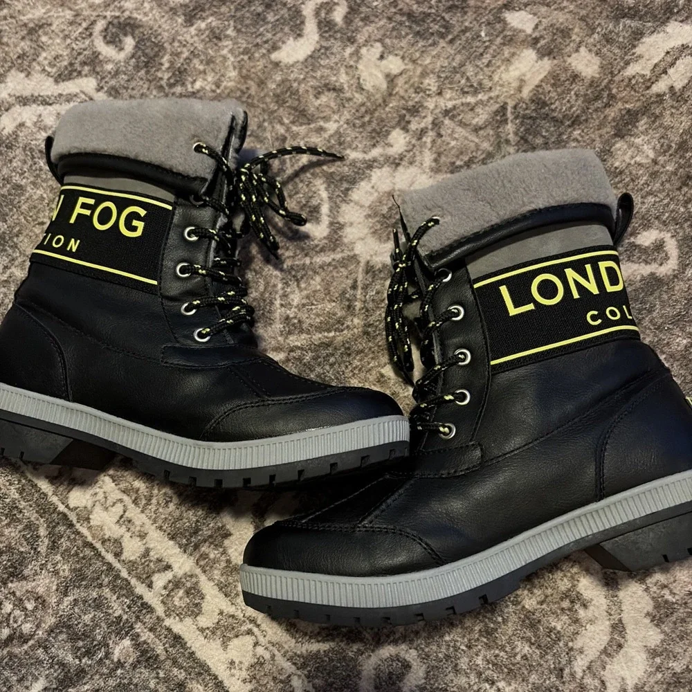 NEW London Fog Mely Women's Winter Boots - Black Grey Combo Size 8
